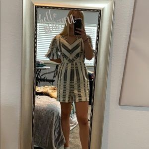 Anthropologie Striped Eyelet Romper